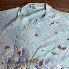 Vintage 1992 Liquid Blue Coral Reef Aquatic Sea Life Fish AOP Shirt XL Tie Dye