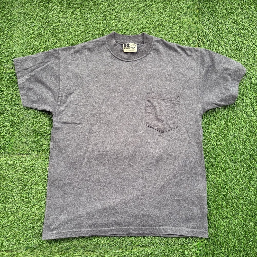 VTG 90’s Russell Athletic Pro Cotton Heavyweight Pocket Tee Blank Gray Men’s M