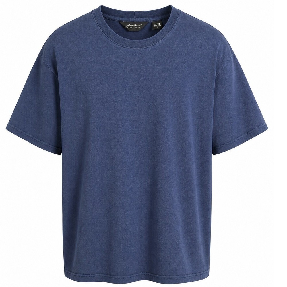 Eddie Bauer T-Shirt Mens XL/XG Short Sleeve Cotton Navy Blue Solid Regular 90s