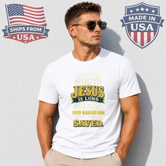 Jesus Is Lord Romans 10:9 Graphic T-Shirt Christian Faith