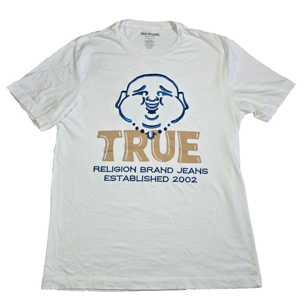 True Religion Mens T shirt M with Metallic Blue stitched