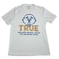 True Religion Mens T shirt M with Metallic Blue stitched