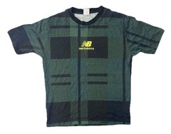 New Balance Shirt Mens Small Green Plaid Short Sleeve Athletic Tee Graphic