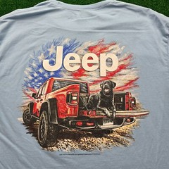 Jeep Tshirt Mens XL Blue Short Sleeve Gladiator Labrador Dog Graphic Outdoor