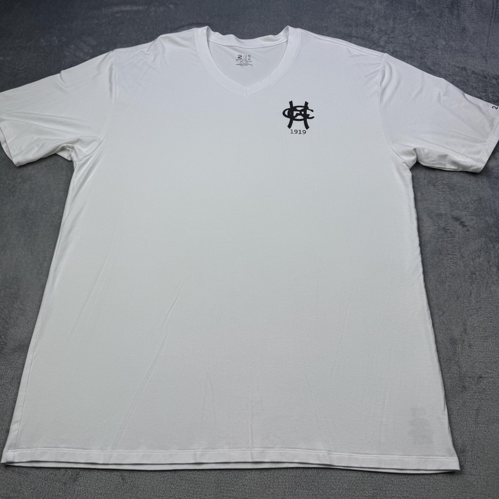 2UNDR Shirt Mens 2XL White 1919 Logo V-Neck Performance Stretch Tee Tagless