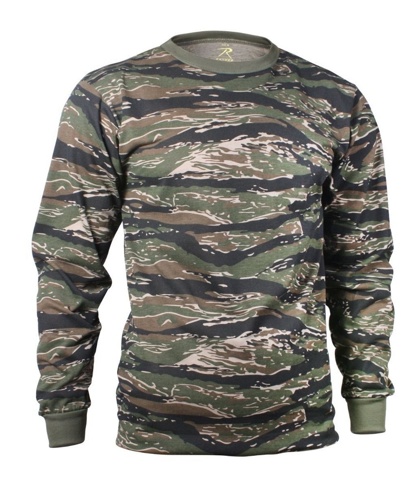Rothco Tiger Stripe Camo MENS Long Sleeve Tactical Military T-Shirt S TO 4X
