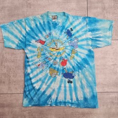 Vintage The Beatles Yellow Submarine Liquid Blue Tie Dye Shirt Mens Large Blue