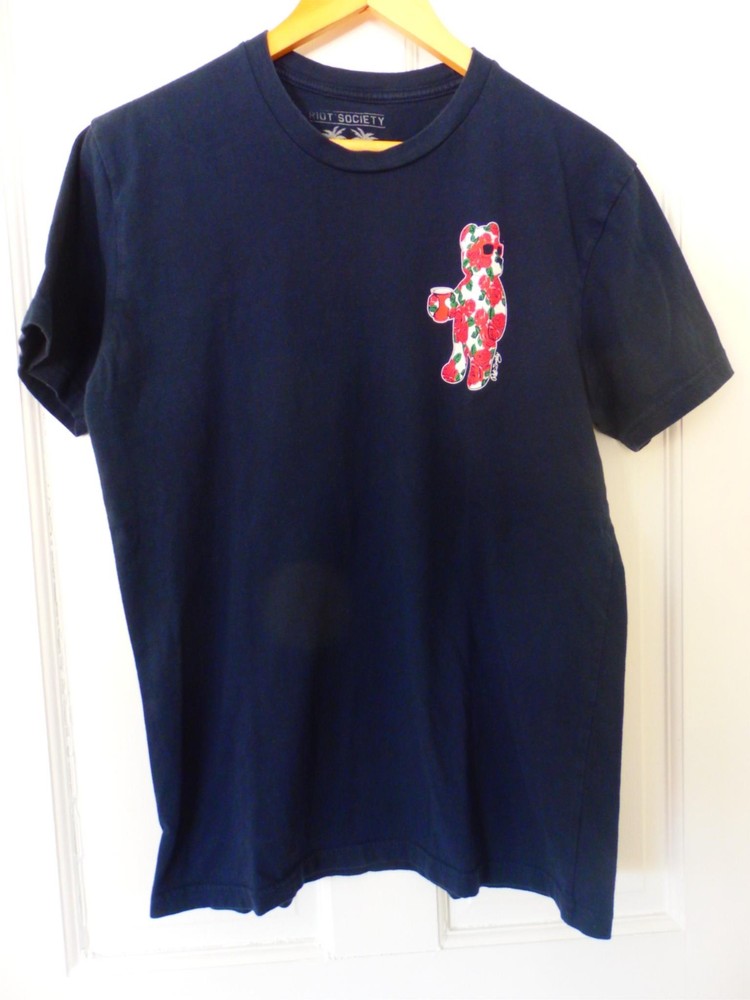 Riot Society Black Cotton T-Shirt Teddy Bear With Roses & Red Solo Cup M Medium