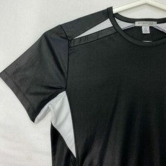 Kenneth Cole New York Mens Large Shirt Black Stretchy Knit White Mesh Pockets