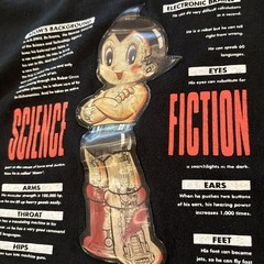 Vintage Tezuka Osamu L Astro Boy Hologram Graphic Tee Shirt Black Mighty Atom