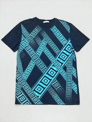 Versace Collection Men’s Graphic T Shirt Blue Geometric Print Size M