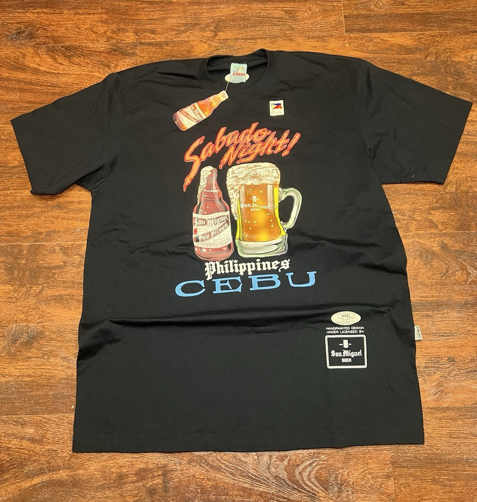 San Miguel Cebu Philippines Beer Graphic Print Black Cotton T-Shirt Men’s XXXL