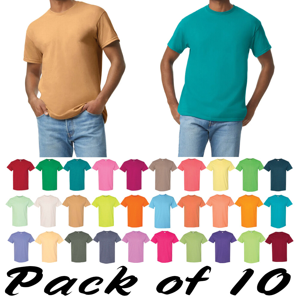 Gildan Mens Heavy 100% Cotton (Pack Of 10) Bulk Plain Adult T-Shirt Tee 5000