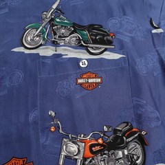 Vintage Harley Davison biker Hawaiian all over print button up Shirt 2XL Silk