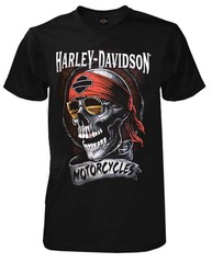 Harley-Davidson Men’s Distressed Shady Skull Short Sleeve T-Shirt, Solid Black