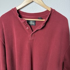 Men’s Long Sleeve Thermal Henley Size XL Cotton Heavyweight Knit RedHead Outdoor