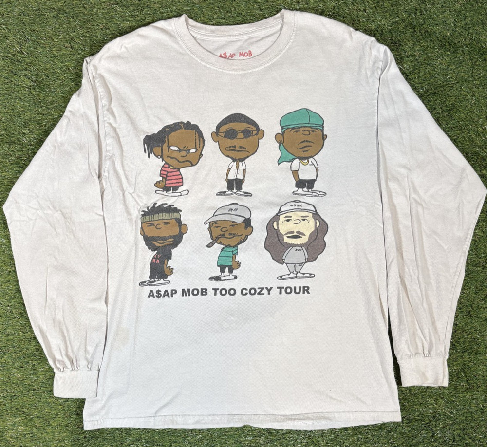 ASAP Mob Too Cozy Tour Shirt White Long Sleeve Tee Made in USA Music Size Medium