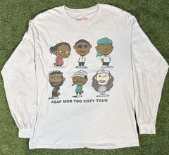 ASAP Mob Too Cozy Tour Shirt White Long Sleeve Tee Made in USA Music Size Medium