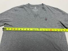Psycho Bunny T-Shirt Mens 5 Gray Short Sleeve V-Neck Pima Cotton Regular Fit