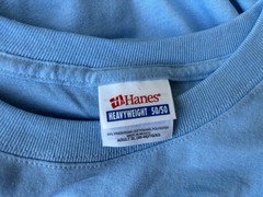 Vintage Hanes Heavyweight 50/50 Blank Blue Plain T-Shirt Size XL