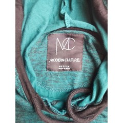 Modern Culture Mens Teal Space Dye Long Sleeve Hooded T-Shirt Medium RN 64866