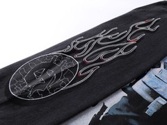 Men’s Godspeed Street Retro Fashion Printed T-shirt with Washed Long Sleeves