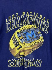 Vintage 1997 Michigan Wolverines Championship Ring Big Graphic Pro Player Sz XL