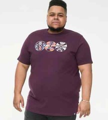D555 Duke Big Mens Printed T-Shirt Vintage CD Plum 2XL 3XL 4XL 5XL 6XL (601607)