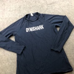 Gymshark Shirt Men Small Blue Long Sleeve Spell Out Casual Logo *