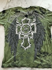 Xtreme Couture by Affliction Mens Foil Cross Wings T-Shirt Green 2X-Large