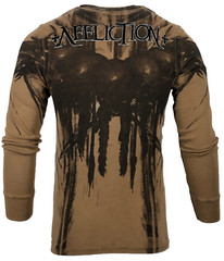 AFFLICTION Men’s Thermal Shirt DARK NIGHT Biker Skulls Tattoo S-5XL