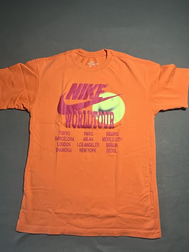 NIKE Small Orange T Shirt World Tour (Small Stain In the Back)