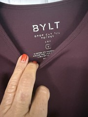 BYLT T-Shirt Men’s L Maroon Drop Cut Lux Cotton Blend Short Sleeve Bone Pocket
