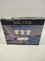 Nautica Mens Size S 34-36 3-Pack Cotton Blend V-Neck T-Shirts White Undershirts
