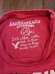 American Eagle Outfitters Cold Drinks Here Print Red Shirt Sz L (STAIN & DIRTY)