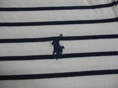 Polo Ralph Lauren Shirt Mens Medium White Navy Striped Custom Slim Fit Logo Tee