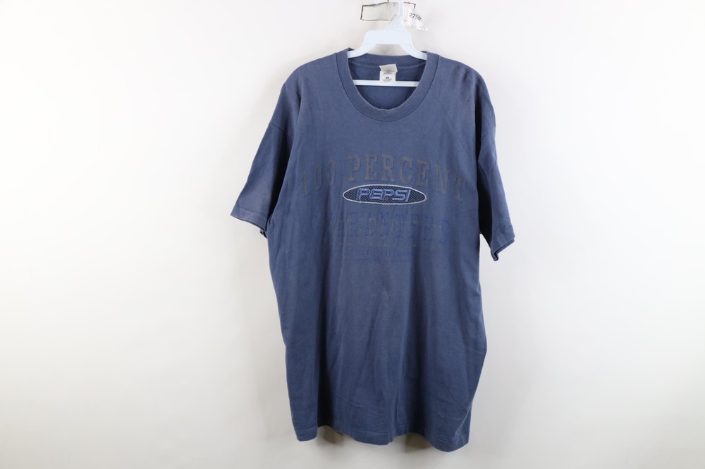Vtg 90s Mens XL Sun Faded Pepsi Co 100 Percent Guaranteed Short Sleeve T-Shirt