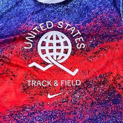 Nike Dri-FIT USA Track & Field Shirt XL FJ3411-635 UPF 40+ Red Blue