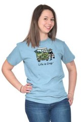 Life is Crap Hippy Van Marijuana Stoner Joke Womens or Mens Crewneck T Shirt Tee