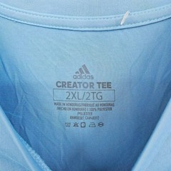 Adidas Creator Tee 2XL Light Blue White Short Sleeve Aeroready Logo EK0084 New