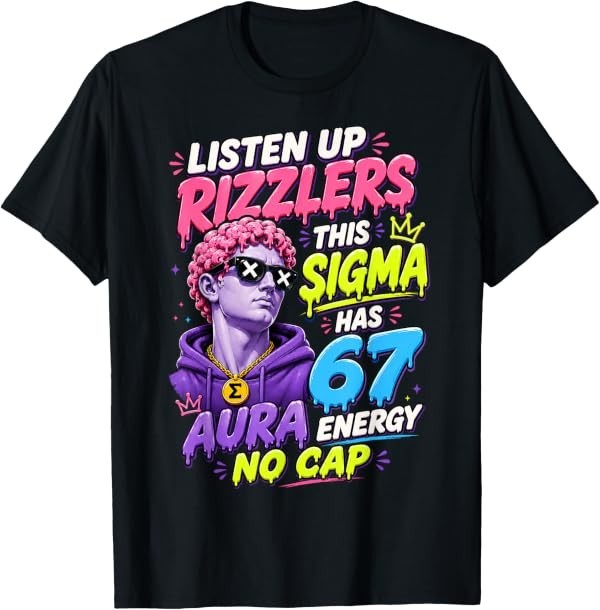 67 Funny Sigma 6 7 Aura No Cap Gen Z Meme Boys T-Shirt