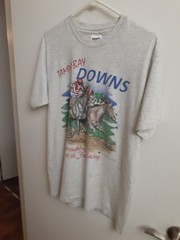 90’s Tampa Bay Downs Horse Racing T-Shirt Grey Medium
