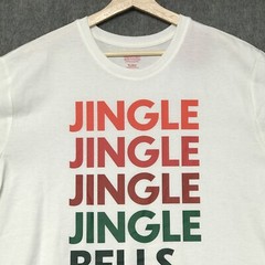 Christmas Shirt Mens XL White Holiday Short Sleeve Top Jingle Bells Graphic