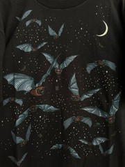 Vintage 90s Bat Moon Night Sky Double Side Single Stitch Fruit of the Loom XL