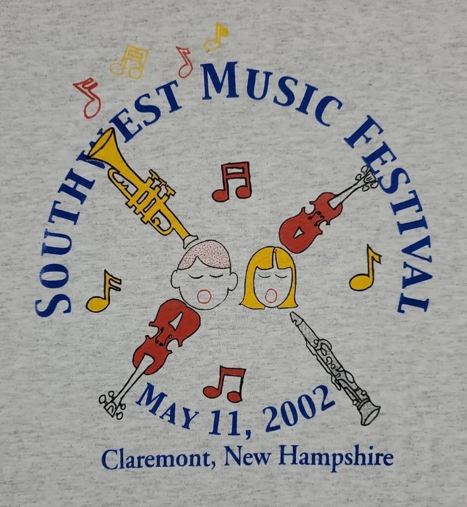 VINTAGE Southwest Music Festival Shirt Mens Large Claremont NH 2002 Adult A13