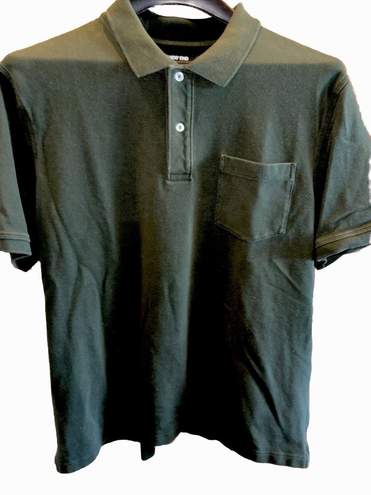 Lands’ End Mens XL 46-48 Short Sleeve Pullover Henley Shirt Olive Green
