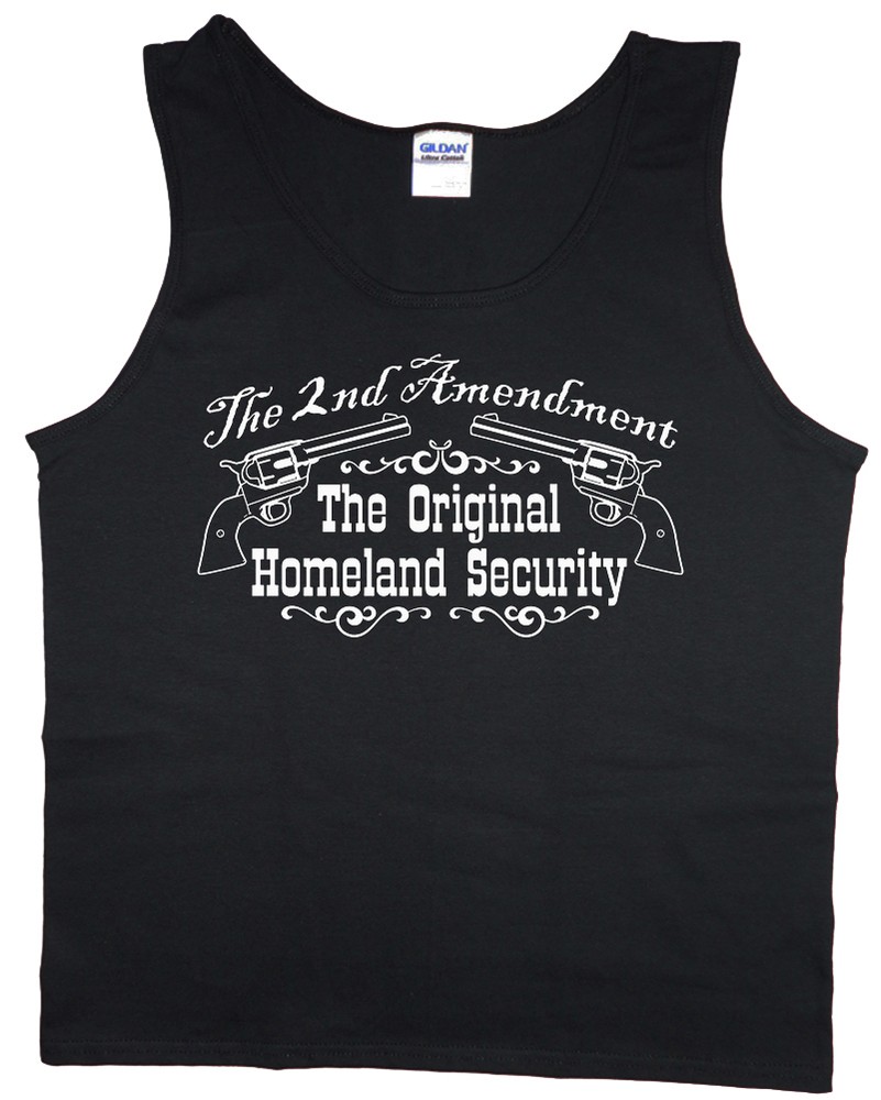 Men’s tank top 2nd amendment gun rights decal design sleeveless tee muscle shirt