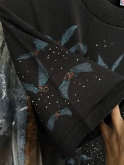 Vintage 90s Bat Moon Night Sky Double Side Single Stitch Fruit of the Loom XL