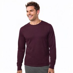 COUVER Men’s Cotton Ribbed Cuff Crew Neck Long Sleeve T-Shirt, 1 Piece