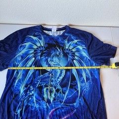 Blue Ice Dragon All Around Print 3D Poly SS T-Shirt Size 0XL Mystical Magic